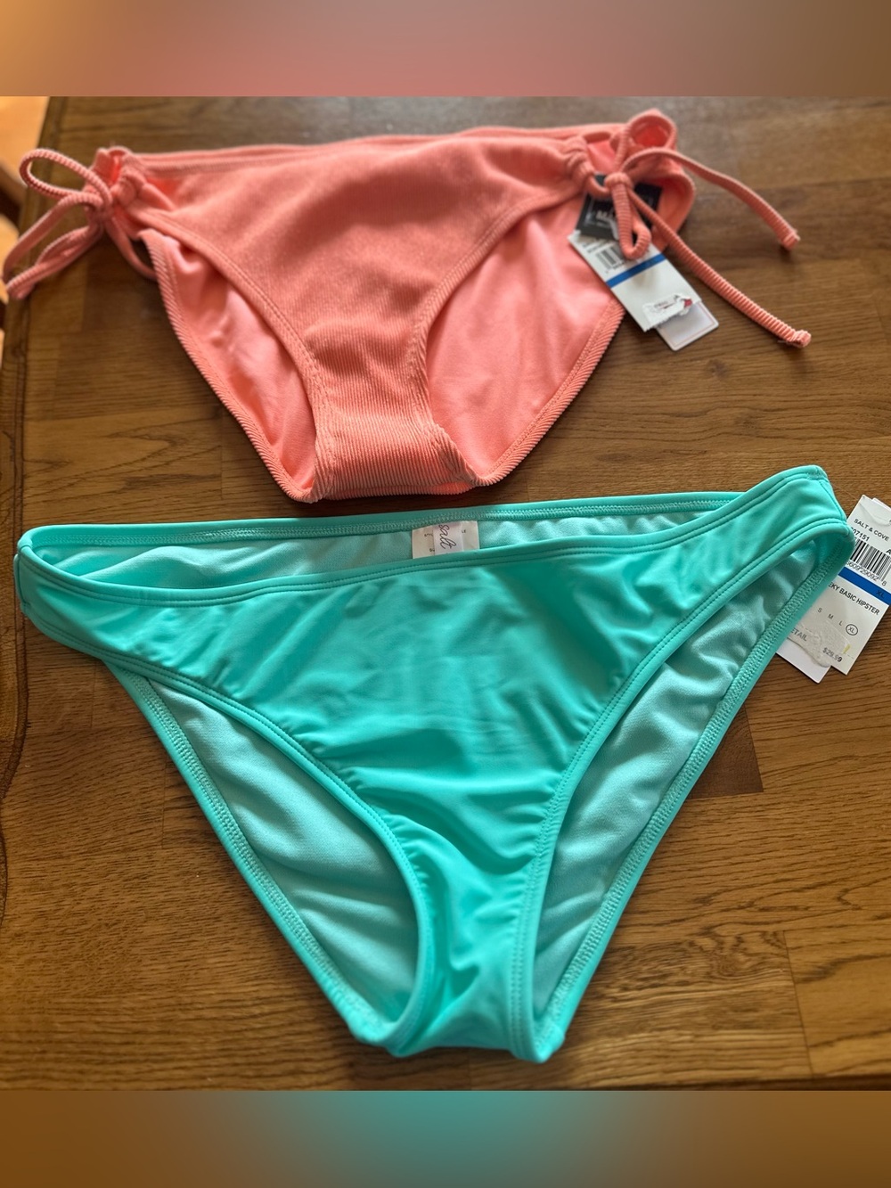 Salt + Cove 2 pairs of swim bottoms Peach and Aqua color